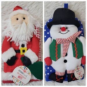 Ritz Kitchen Friends Decorative Cotton Oven Mitts Bundle Set Snowbuddy Santa New